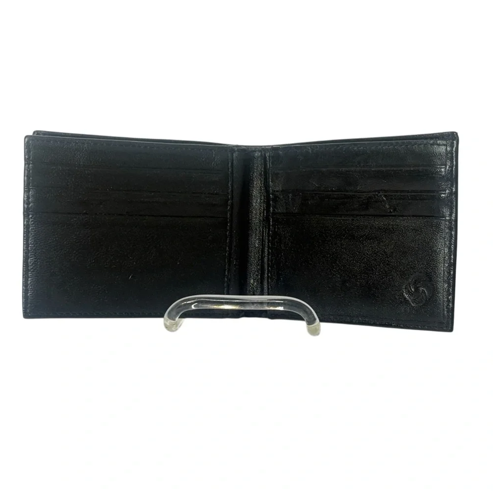 Men's Black Leather Bifold Wallet Multiple Card Slots 2 Bill Holders‎